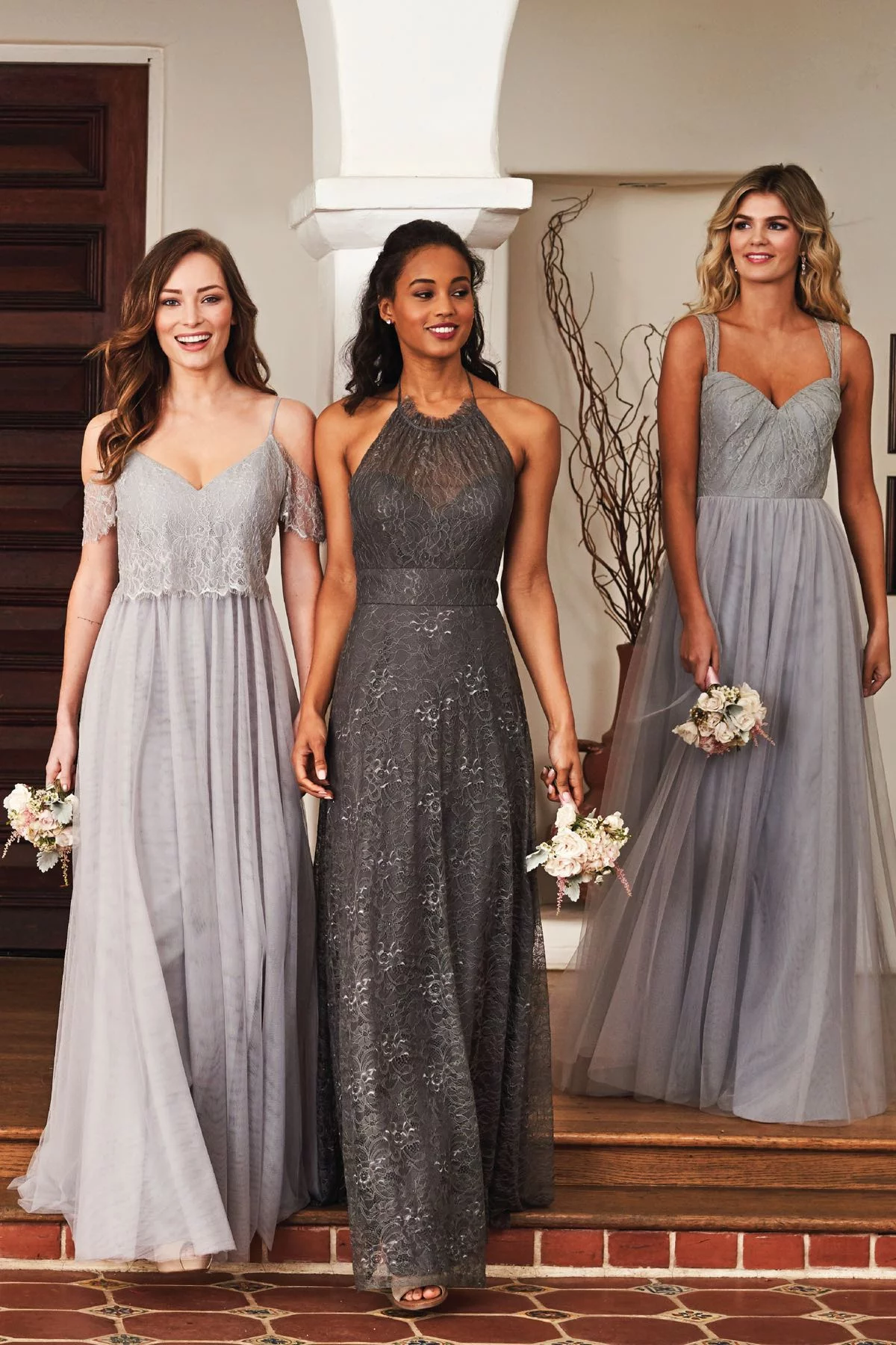dark grey bridesmaid dresses